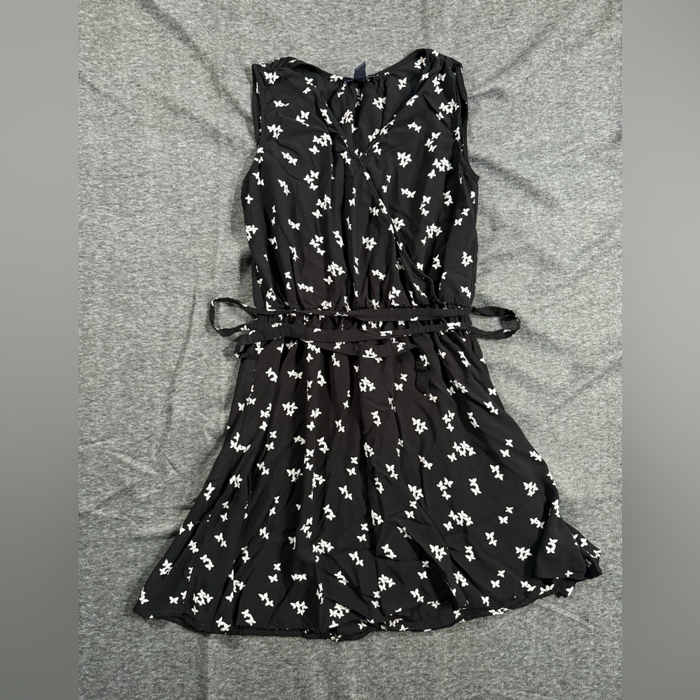 Gap above knee sleveless mini butterfly print wrap dress with belt size small